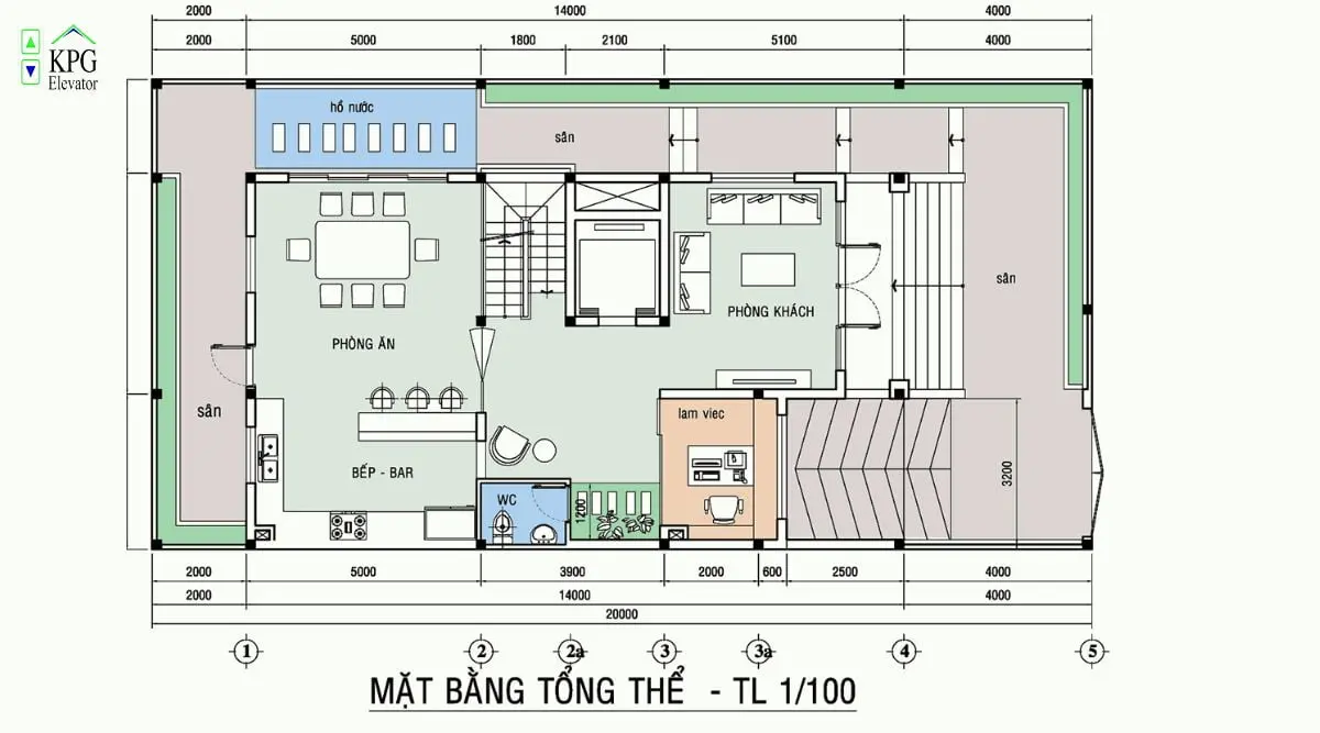 Bố trí mặt bằng và mặt đứng thang máy trong nhà